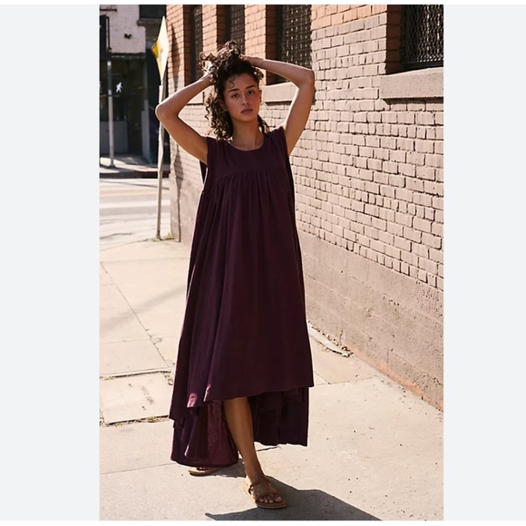Free People Beach Madelyn Midi Dress Size XS Burgundy Red Purple - Picture 1 of 10